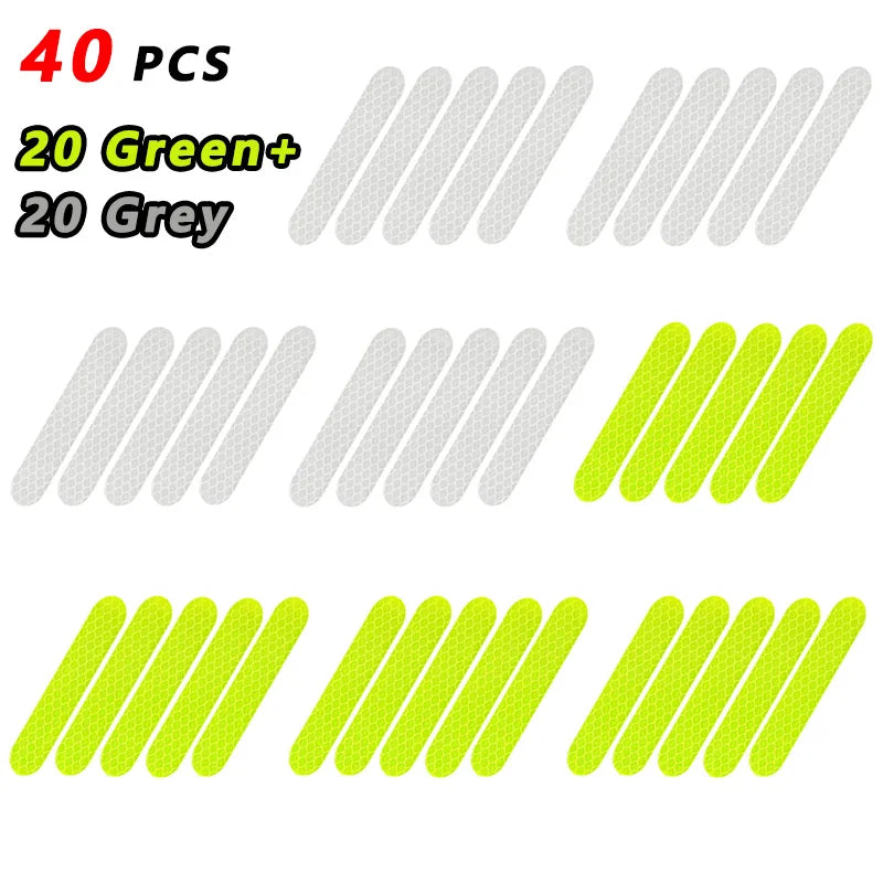 High-Visibility Reflective Warning Stickers (10 to 80 Pcs Set) | Waterproof Night Safety Reflector Strip Tape for Motorcycle Helmets, Bicycles, Cars, Strollers & Outdoor Gear