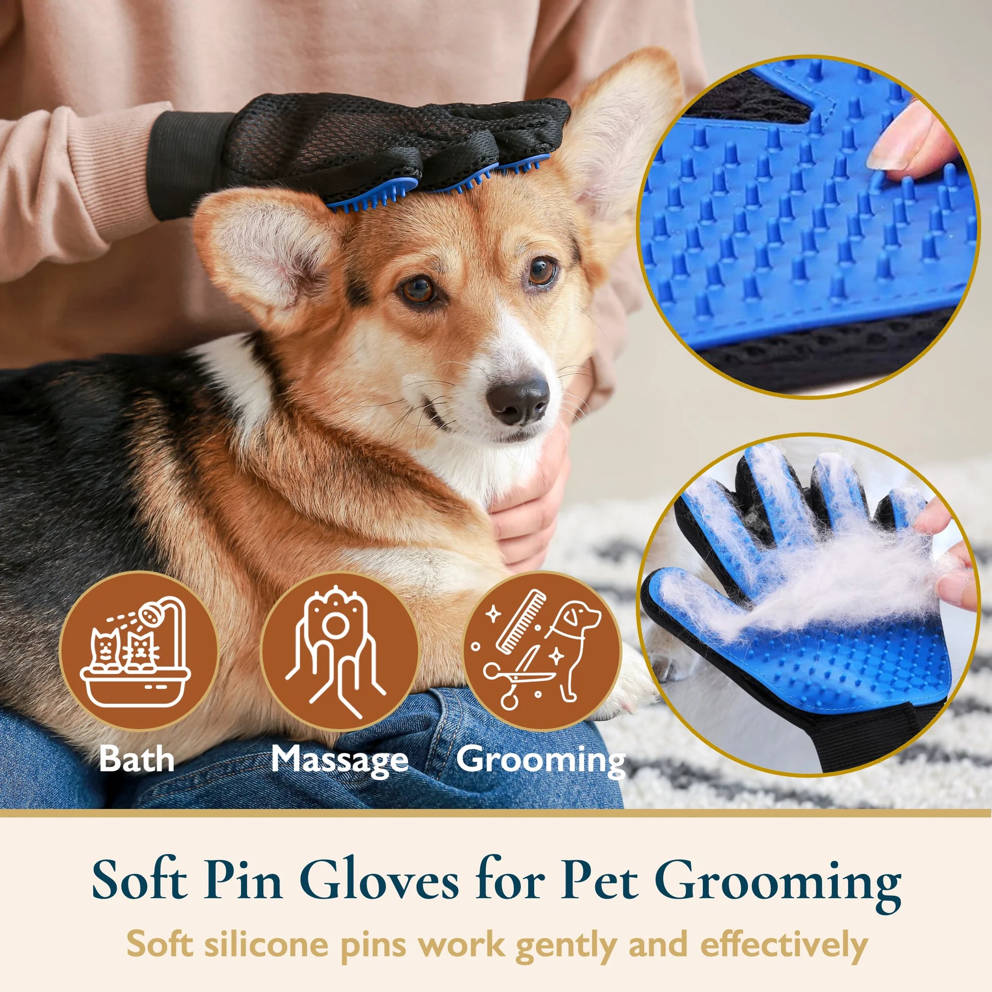 Ultimate Pet Hair Remover Roller & Grooming Gloves Set