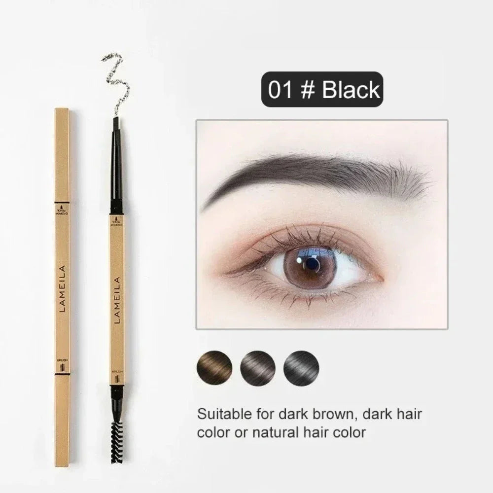 Dual-Ended Waterproof Eyebrow Pencil with Spoolie Brush (5 Shade Options) | Smooth Long-Lasting Micro-Definer & Sweatproof Eyebrow Gel Stick Makeup