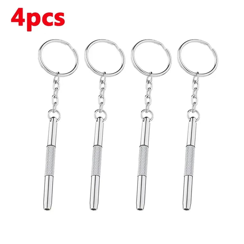 Mini 3-in-1 Keychain Precision Screwdriver Set (1/2/10 Pcs) | Portable Flathead, Phillips & Hex Nut Driver Tool | Eyeglass, Watch & Electronics Pocket Repair Kit