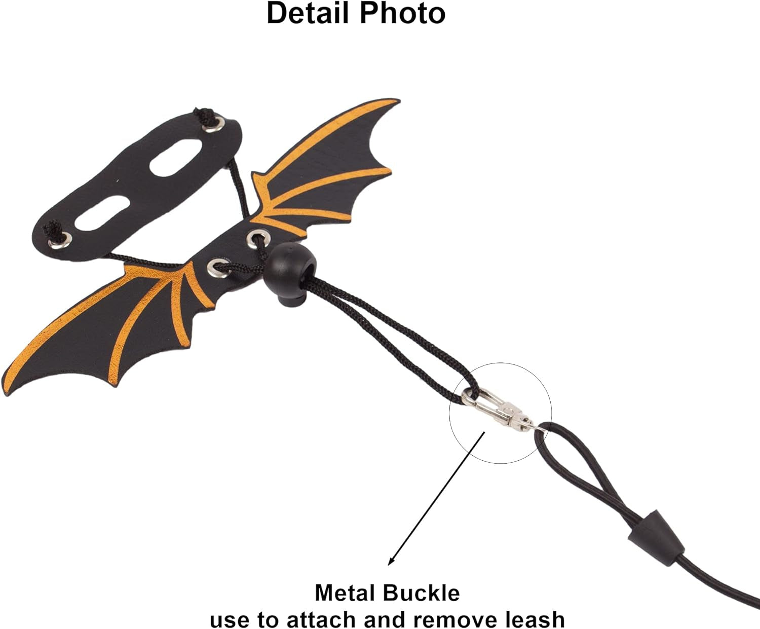 Black Bearded Dragon Harness & Leash Set with Cool Bat Wings | Soft Leather 3-Size Harness Pack for Lizards & Reptiles | Adjustable & Removable Outdoor Walking Gear