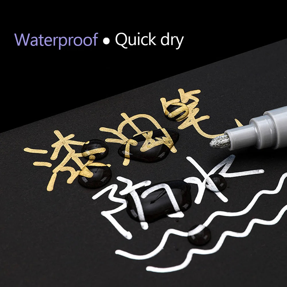 Waterproof Car Scratch Repair & Tire Paint Marker Pen | Quick-Drying Touch-Up Paint Pen for Auto Body Scratches, Wheel Rim Touch-Ups & Tire Lettering