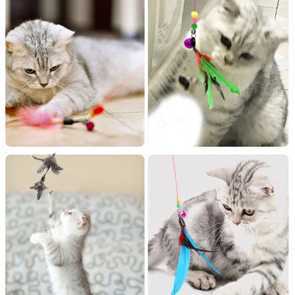 11-Piece Ultimate Feather Wand Cat Toy Refill Pack – Interactive Butterfly, Worm & Teaser Attachments for Indoor Cats & Kittens