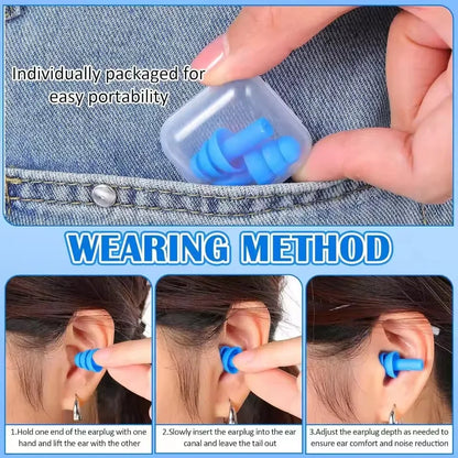 Reusable Silicone Noise Cancelling Ear Plugs for Sleeping & Swimming | Waterproof Sound-Blocking Earplugs with Storage Case | Ultra-Soft Ear Protectors for Travel, Work & Water Sports