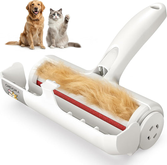Reusable Pet Hair Remover Roller for Dog & Cat Fur | Multi-Surface Lint Roller with Self-Cleaning Storage Bin for Couches, Bedding, Furniture, Rugs & Car Seats | Eco-Friendly Hair Removal Tool