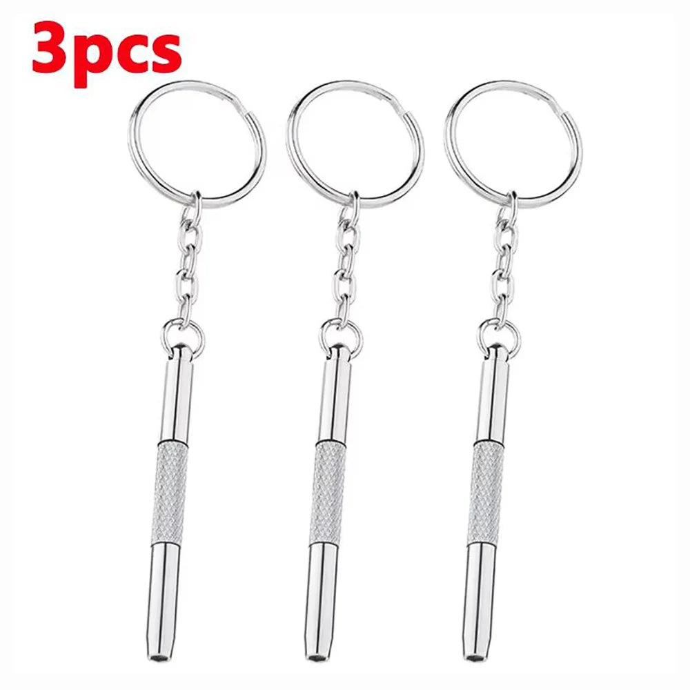 Mini 3-in-1 Keychain Precision Screwdriver Set (1/2/10 Pcs) | Portable Flathead, Phillips & Hex Nut Driver Tool | Eyeglass, Watch & Electronics Pocket Repair Kit
