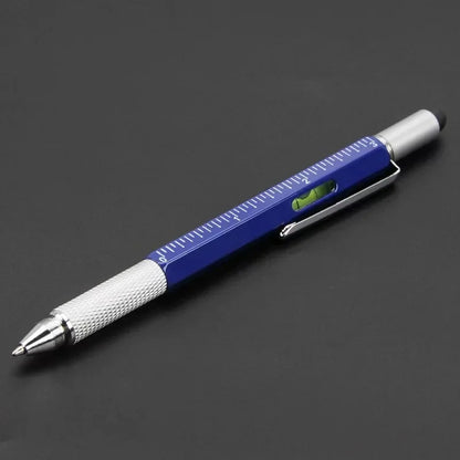 7-in-1 Multifunctional Tool Pen with Touch Screen Stylus & Screwdriver Set | Heavy-Duty Metal Ballpoint Pen with Bubble Level, Rulers & Refills for Engineers, Handymen & DIY
