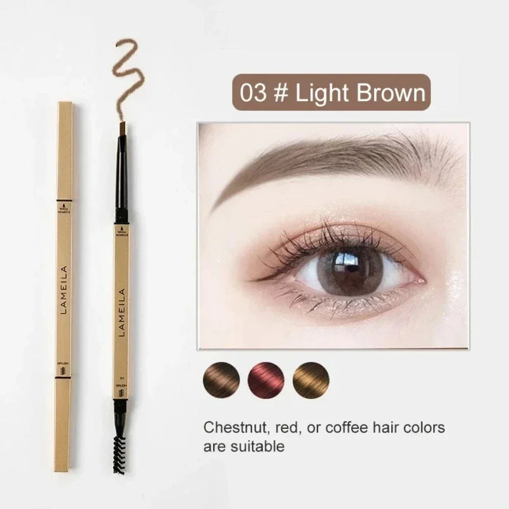 Dual-Ended Waterproof Eyebrow Pencil with Spoolie Brush (5 Shade Options) | Smooth Long-Lasting Micro-Definer & Sweatproof Eyebrow Gel Stick Makeup