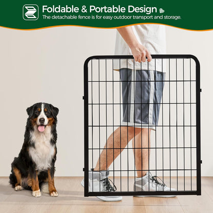 16-Panel Portable Dog Playpen & Pet Fence (32" Height) | Foldable Heavy-Duty Metal Exercise Pen for Small & Medium Dogs | Easy Setup Yard & Camping Gate with Lockable Door