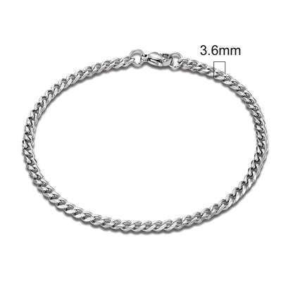 3mm–11mm Stainless Steel Cuban Link Chain Bracelet | Heavy-Duty Silver Curb Chain Wristband for Men & Women | Punk Rock Biker Jewelry