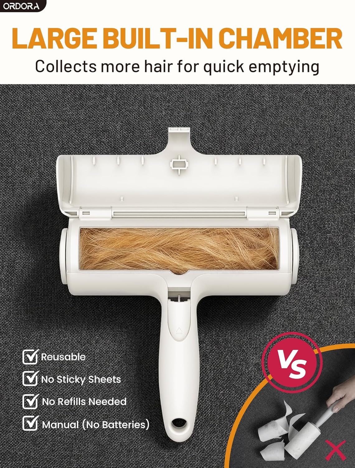 Reusable Pet Hair Remover Roller for Dog & Cat Fur | Multi-Surface Lint Roller with Self-Cleaning Storage Bin for Couches, Bedding, Furniture, Rugs & Car Seats | Eco-Friendly Hair Removal Tool