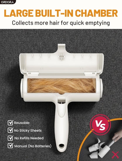 Reusable Pet Hair Remover Roller for Dog & Cat Fur | Multi-Surface Lint Roller with Self-Cleaning Storage Bin for Couches, Bedding, Furniture, Rugs & Car Seats | Eco-Friendly Hair Removal Tool