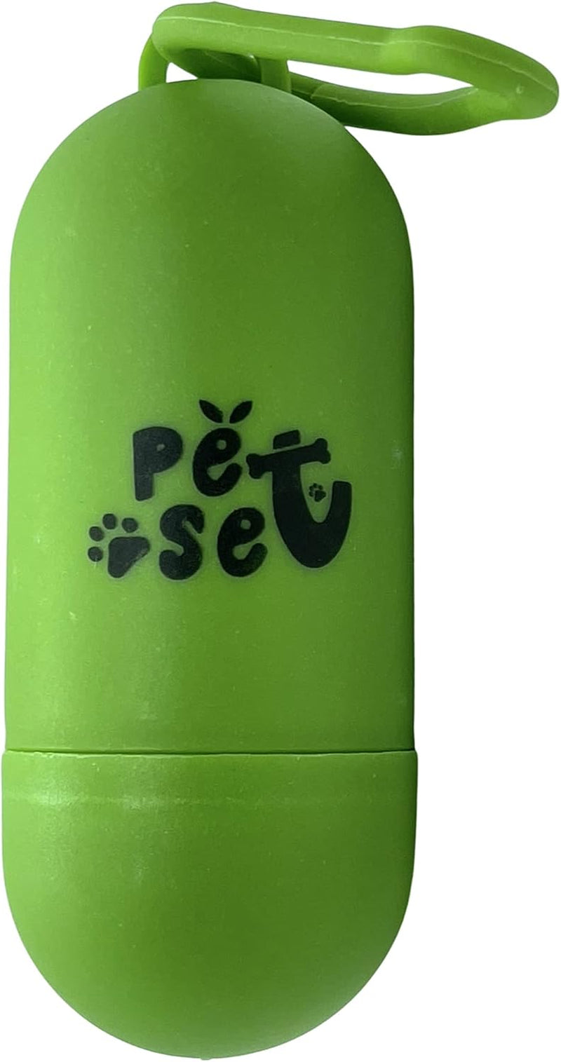 Portable Dog Poop Bag Dispenser Holder with Carabiner Leash Clip | Sturdy Plastic Pet Waste Bag Attachments for Dogs & Puppies | Hands-Free Walking Gear (Black/Green)