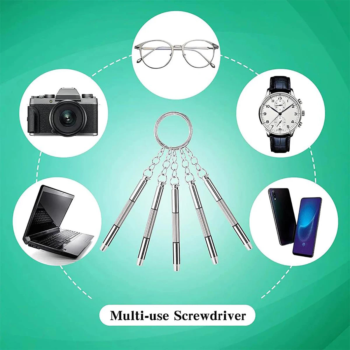 Mini 3-in-1 Keychain Precision Screwdriver Set (1/2/10 Pcs) | Portable Flathead, Phillips & Hex Nut Driver Tool | Eyeglass, Watch & Electronics Pocket Repair Kit