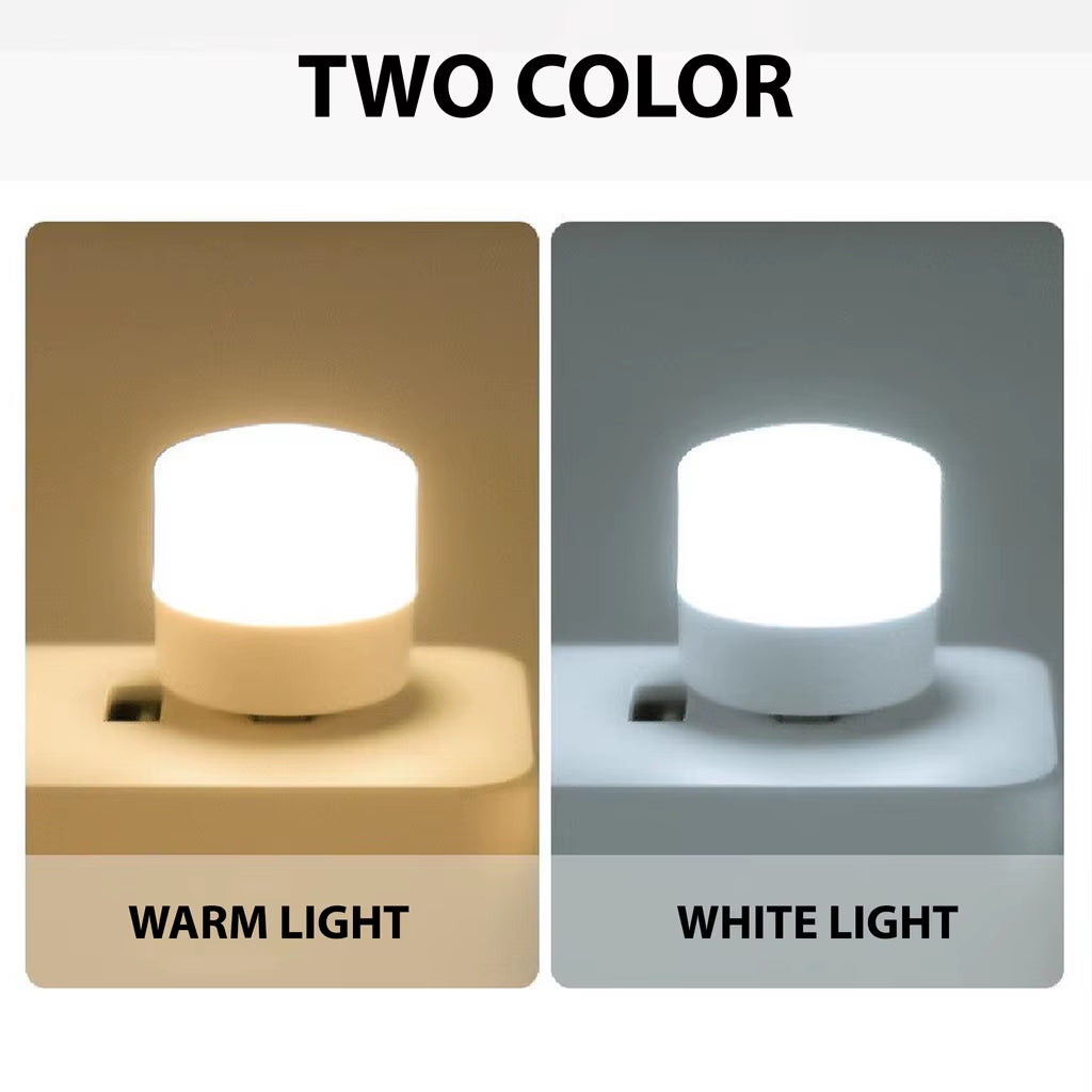 Mini USB LED Night Light Plug-In (1/10 Pcs) | Warm White Eye Protection Reading Lamp for Laptop, Power Bank & USB Chargers | Portable Compact Nightlight for Bedroom & Travel