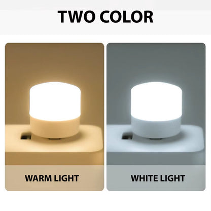 Mini USB LED Night Light Plug-In (1/10 Pcs) | Warm White Eye Protection Reading Lamp for Laptop, Power Bank & USB Chargers | Portable Compact Nightlight for Bedroom & Travel