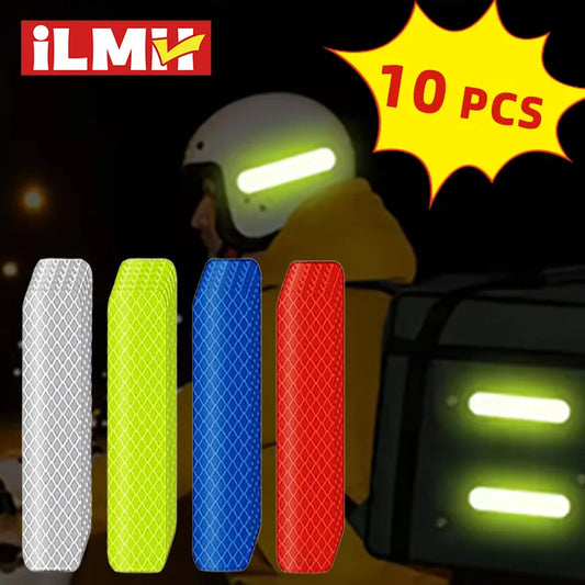 High-Visibility Reflective Warning Stickers (10 to 80 Pcs Set) | Waterproof Night Safety Reflector Strip Tape for Motorcycle Helmets, Bicycles, Cars, Strollers & Outdoor Gear