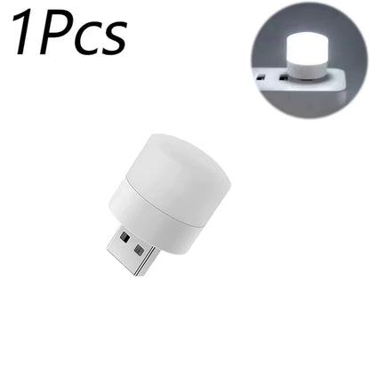 Mini USB LED Night Light Plug-In (1/10 Pcs) | Warm White Eye Protection Reading Lamp for Laptop, Power Bank & USB Chargers | Portable Compact Nightlight for Bedroom & Travel