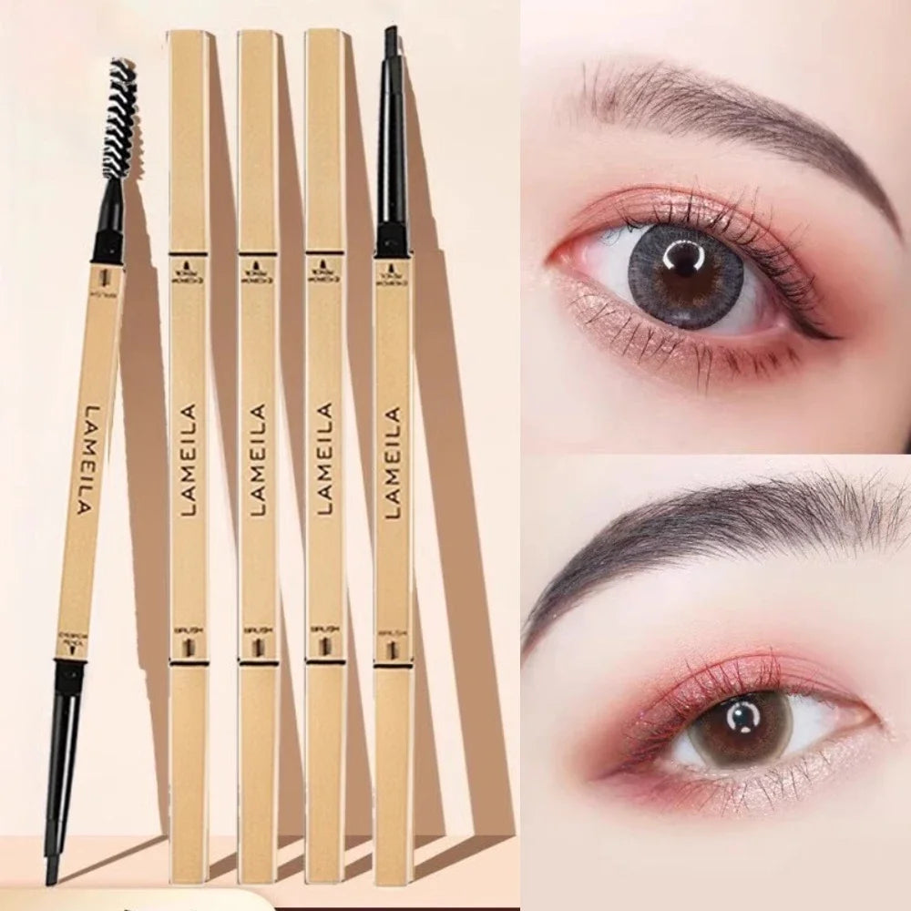 Dual-Ended Waterproof Eyebrow Pencil with Spoolie Brush (5 Shade Options) | Smooth Long-Lasting Micro-Definer & Sweatproof Eyebrow Gel Stick Makeup