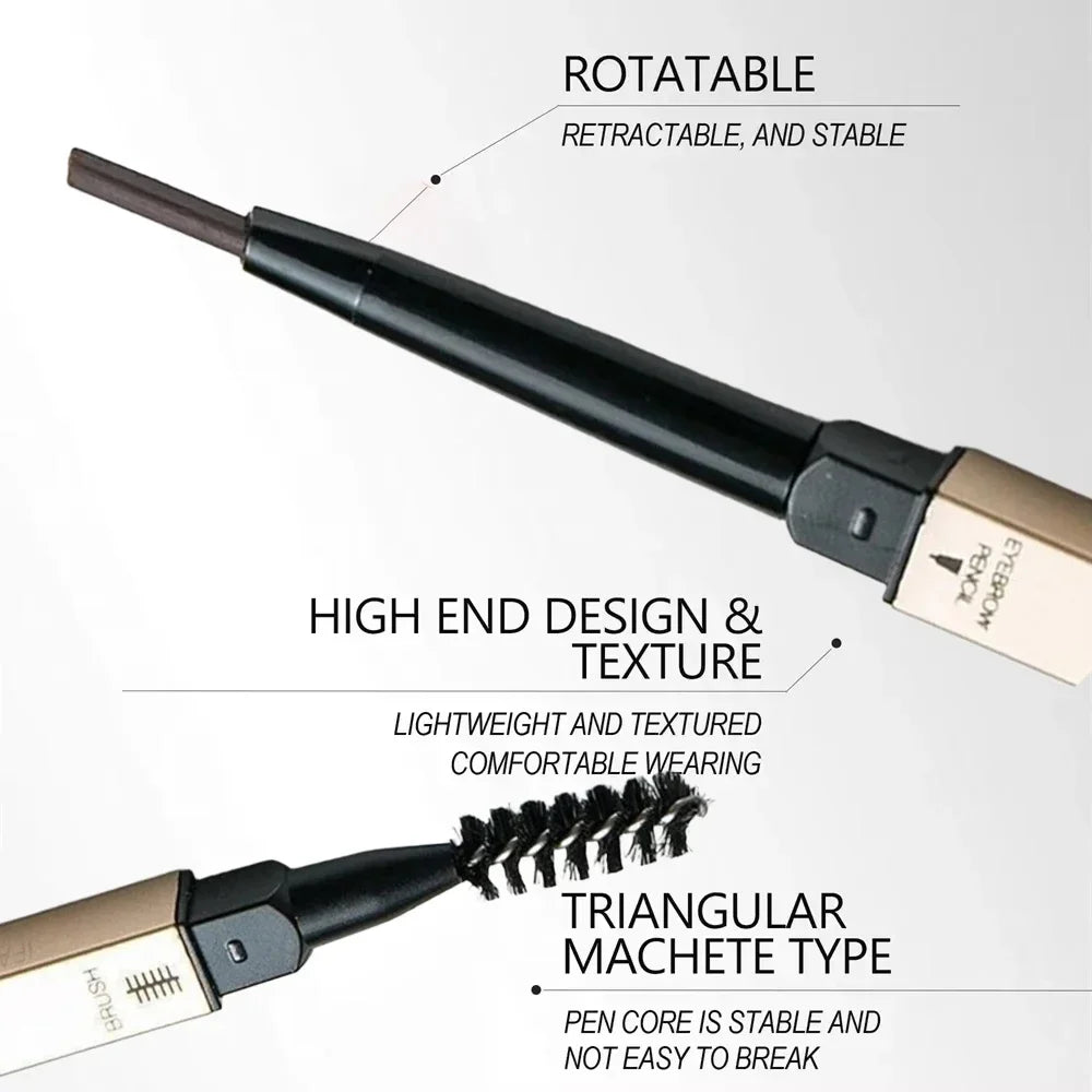 Dual-Ended Waterproof Eyebrow Pencil with Spoolie Brush (5 Shade Options) | Smooth Long-Lasting Micro-Definer & Sweatproof Eyebrow Gel Stick Makeup
