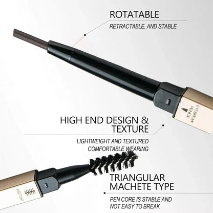 Dual-Ended Waterproof Eyebrow Pencil with Spoolie Brush (5 Shade Options) | Smooth Long-Lasting Micro-Definer & Sweatproof Eyebrow Gel Stick Makeup