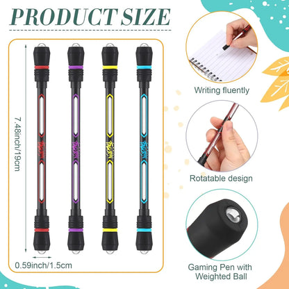 Weighted Finger Spinning Pen Set (1 or 4 Pcs) | Balanced Rotating Trick Pen for Dexterity & Brain Training | Stress Relief Fidget Toy for Students, Gamers & Office Workers