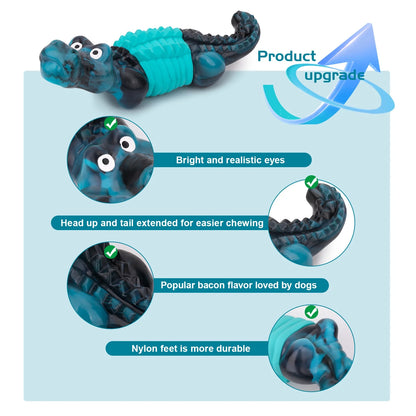 Indestructible Dog Toys for Aggressive Chewers | Heavy-Duty Tough Rubber Dog Chew Toy for Large Breeds & Power Chewers | Durable Dental Care Toy for Boredom & Anxiety Relief (Blue)