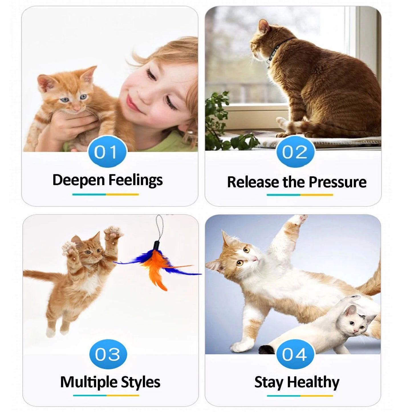 11-Piece Ultimate Feather Wand Cat Toy Refill Pack – Interactive Butterfly, Worm & Teaser Attachments for Indoor Cats & Kittens