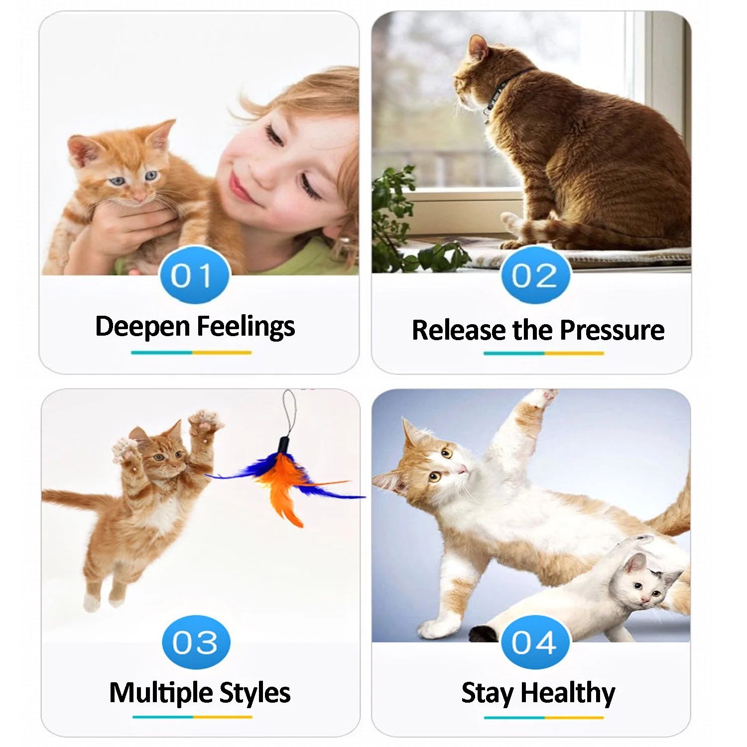 11-Piece Ultimate Feather Wand Cat Toy Refill Pack – Interactive Butterfly, Worm & Teaser Attachments for Indoor Cats & Kittens