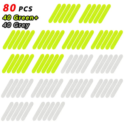 High-Visibility Reflective Warning Stickers (10 to 80 Pcs Set) | Waterproof Night Safety Reflector Strip Tape for Motorcycle Helmets, Bicycles, Cars, Strollers & Outdoor Gear