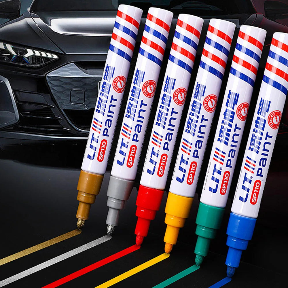 Waterproof Car Scratch Repair & Tire Paint Marker Pen | Quick-Drying Touch-Up Paint Pen for Auto Body Scratches, Wheel Rim Touch-Ups & Tire Lettering
