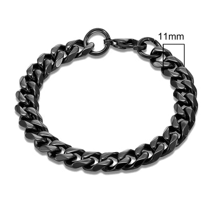3mm–11mm Stainless Steel Cuban Link Chain Bracelet | Heavy-Duty Silver Curb Chain Wristband for Men & Women | Punk Rock Biker Jewelry