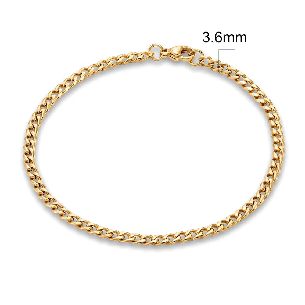 3mm–11mm Stainless Steel Cuban Link Chain Bracelet | Heavy-Duty Silver Curb Chain Wristband for Men & Women | Punk Rock Biker Jewelry