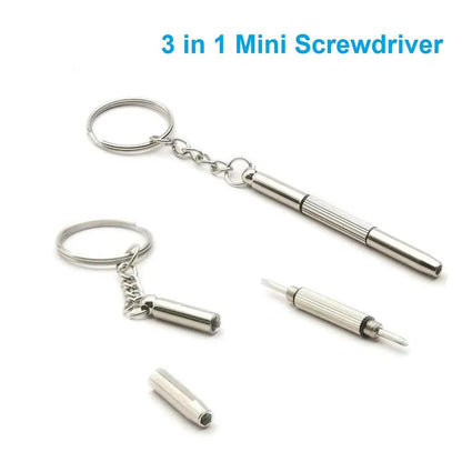 Mini 3-in-1 Keychain Precision Screwdriver Set (1/2/10 Pcs) | Portable Flathead, Phillips & Hex Nut Driver Tool | Eyeglass, Watch & Electronics Pocket Repair Kit