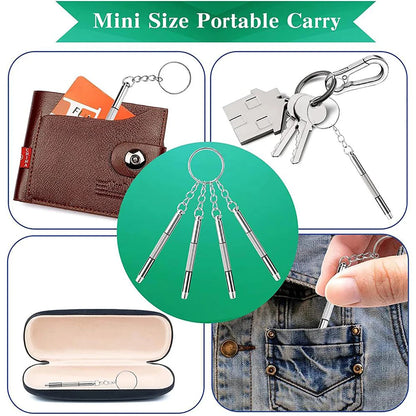 Mini 3-in-1 Keychain Precision Screwdriver Set (1/2/10 Pcs) | Portable Flathead, Phillips & Hex Nut Driver Tool | Eyeglass, Watch & Electronics Pocket Repair Kit