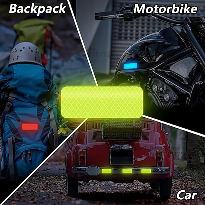 High-Visibility Reflective Warning Stickers (10 to 80 Pcs Set) | Waterproof Night Safety Reflector Strip Tape for Motorcycle Helmets, Bicycles, Cars, Strollers & Outdoor Gear