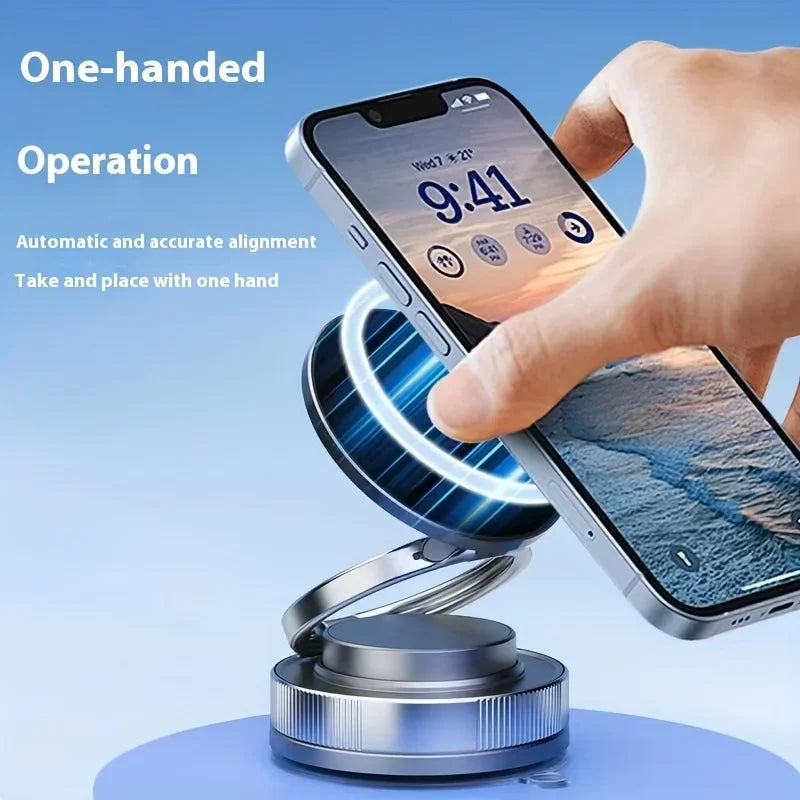 Y06 Vacuum Magnetic Phone Holder Stand | MagSafe Compatible Suction Cup Phone Mount with Adjustable Swivel Lock | Hands-Free Magnetic Mount for Car, Gym, Mirror & Smooth Surfaces