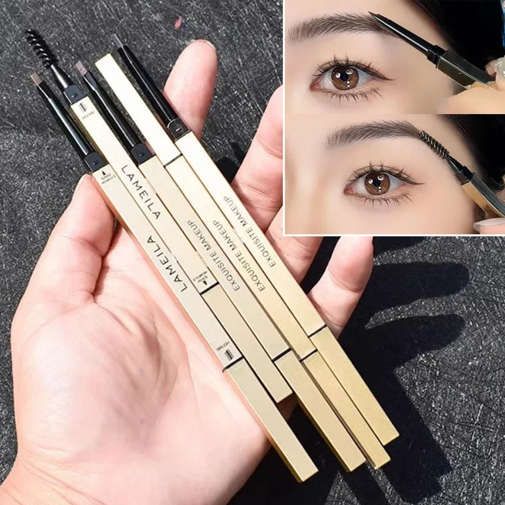 Dual-Ended Waterproof Eyebrow Pencil with Spoolie Brush (5 Shade Options) | Smooth Long-Lasting Micro-Definer & Sweatproof Eyebrow Gel Stick Makeup
