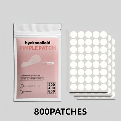 Invisible Clear Hydrocolloid Pimple Patch Set (200/400/800 Pcs) | Ultra-Thin Absorbing Acne Spot Stickers with Mixed Sizes | Gentle Blemish Cover for Day & Night Wear