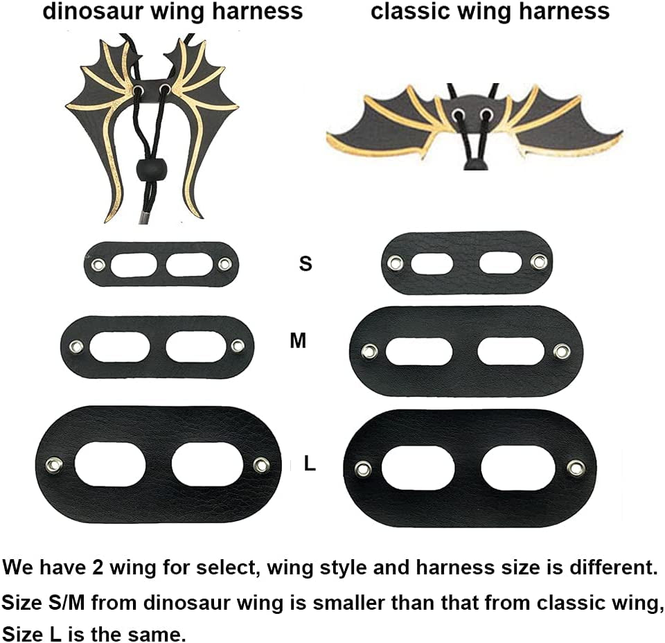 Black Bearded Dragon Harness & Leash Set with Cool Bat Wings | Soft Leather 3-Size Harness Pack for Lizards & Reptiles | Adjustable & Removable Outdoor Walking Gear