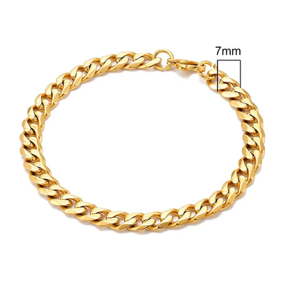 3mm–11mm Stainless Steel Cuban Link Chain Bracelet | Heavy-Duty Silver Curb Chain Wristband for Men & Women | Punk Rock Biker Jewelry