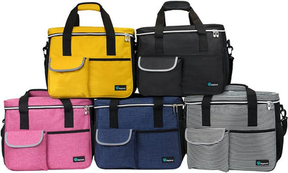 Premium Dog Travel Bag Organizer & Accessories Set | Medium Pet Tote Bag with 2 Silicone Collapsible Bowls & 2 Food Storage Containers | Waterproof Weekend Travel Kit with Luggage Sleeve