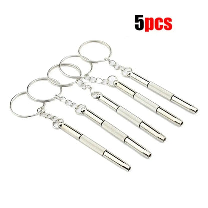 Mini 3-in-1 Keychain Precision Screwdriver Set (1/2/10 Pcs) | Portable Flathead, Phillips & Hex Nut Driver Tool | Eyeglass, Watch & Electronics Pocket Repair Kit