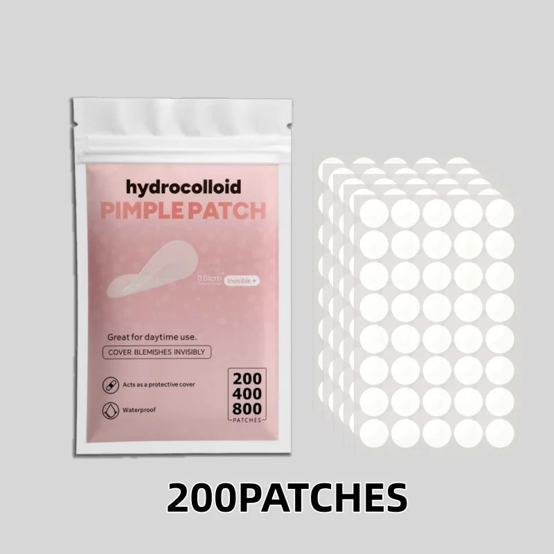 Invisible Clear Hydrocolloid Pimple Patch Set (200/400/800 Pcs) | Ultra-Thin Absorbing Acne Spot Stickers with Mixed Sizes | Gentle Blemish Cover for Day & Night Wear
