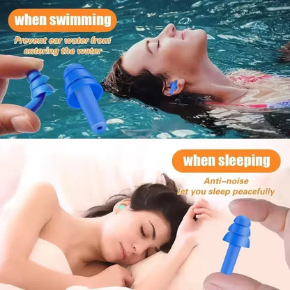 Reusable Silicone Noise Cancelling Ear Plugs for Sleeping & Swimming | Waterproof Sound-Blocking Earplugs with Storage Case | Ultra-Soft Ear Protectors for Travel, Work & Water Sports