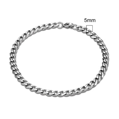 3mm–11mm Stainless Steel Cuban Link Chain Bracelet | Heavy-Duty Silver Curb Chain Wristband for Men & Women | Punk Rock Biker Jewelry