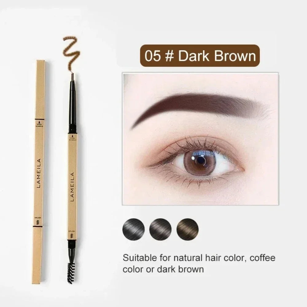 Dual-Ended Waterproof Eyebrow Pencil with Spoolie Brush (5 Shade Options) | Smooth Long-Lasting Micro-Definer & Sweatproof Eyebrow Gel Stick Makeup