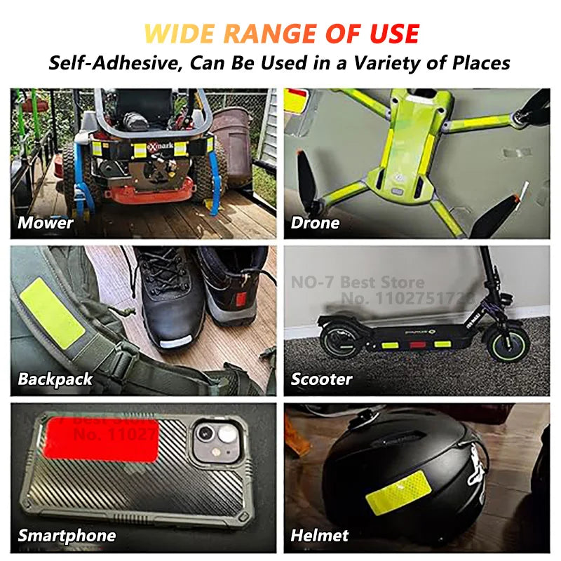 High-Visibility Reflective Warning Stickers (10 to 80 Pcs Set) | Waterproof Night Safety Reflector Strip Tape for Motorcycle Helmets, Bicycles, Cars, Strollers & Outdoor Gear