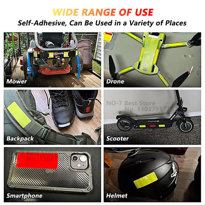 High-Visibility Reflective Warning Stickers (10 to 80 Pcs Set) | Waterproof Night Safety Reflector Strip Tape for Motorcycle Helmets, Bicycles, Cars, Strollers & Outdoor Gear