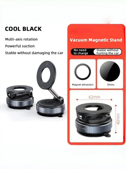 Y06 Vacuum Magnetic Phone Holder Stand | MagSafe Compatible Suction Cup Phone Mount with Adjustable Swivel Lock | Hands-Free Magnetic Mount for Car, Gym, Mirror & Smooth Surfaces
